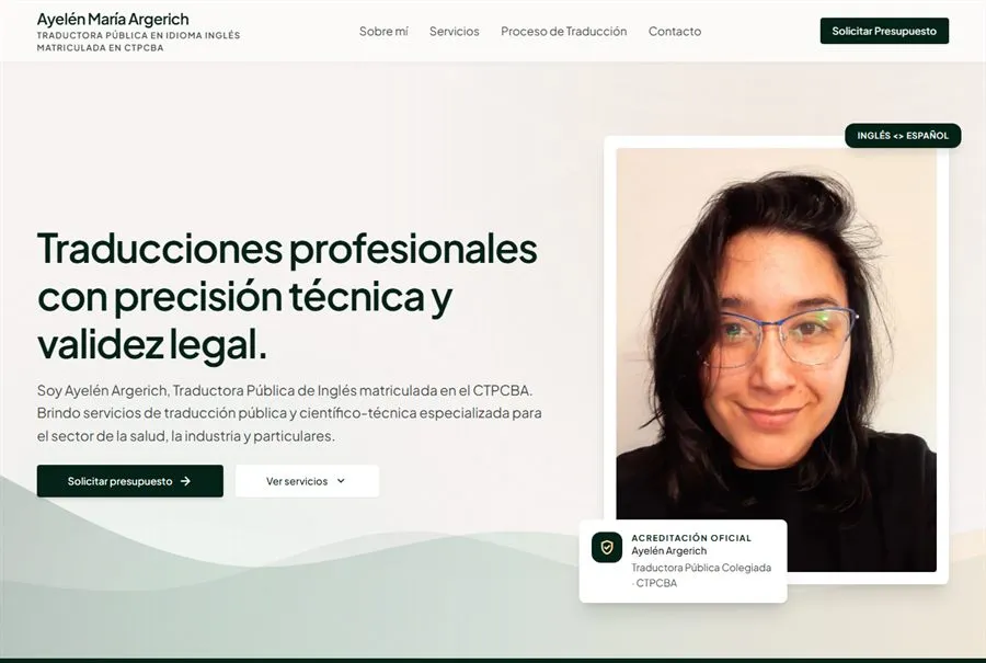 Sitio web de Ayelén Argerich